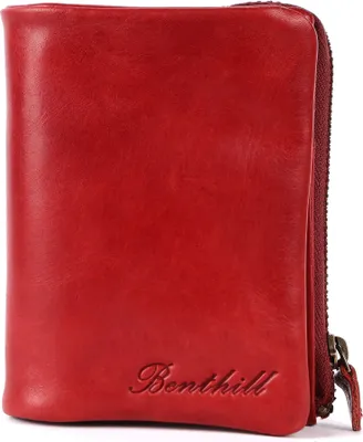 Produktbild von Benthill Kleine Geldbörse Echt Leder - Damen Geldbeutel mit RFID Schutz - 6 Kartenfächer - Slim-Wallet inkl. Geschenkbox