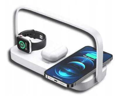 Produktbild von 3in1 Induktive Ladestation LED Lampe für Apple iPhone Android Qi