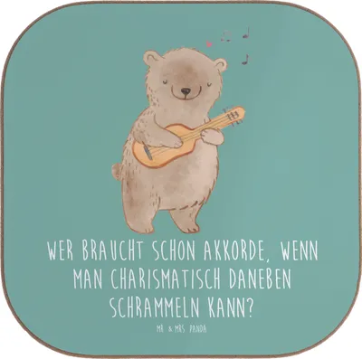 Produktbild von Mr. & Mrs. Panda Holzuntersetzer Charisma Gitarre - Meeresbrise - Geschenk, Coaster, gläseruntersetzer, Instrument, Musiker, Untersetzer Gläser, Tassenuntersetzer, Musik