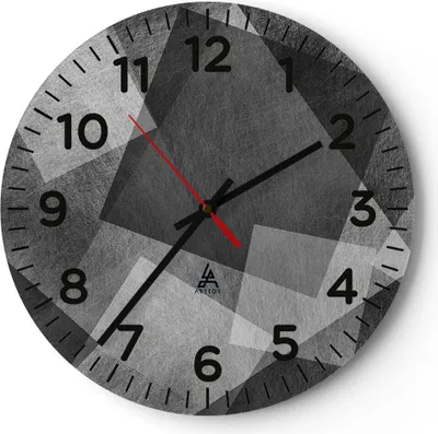 Produktbild von Wanduhr - Rund - Glasuhr - Abstraktion modern - 30x30cm - Schleichendes Uhrwerk - Lautlos - zum Aufhängen bereit - Dekoration Modern - Wanddekoration aus Glas - C4AR30x30-3996