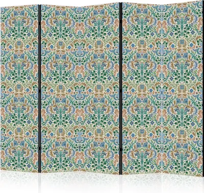 Produktbild von 5-teiliger Doppelseitiger Vlies Paravent - Retro Vintage Intricate and Rich Pattern in Victorian Style. 225x172 cm Blumen f-A-10181-z-c