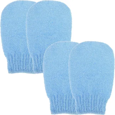 Produktbild von 2 Paar Peeling Handschuhe Peeling Handschuh Körperschrubber Zum Entfernen Von Schmutz Und Abgestorbener Haut Körperpeeling Für Duschbad Bräunungsentfernung Keratosis Pilaris (Blau)