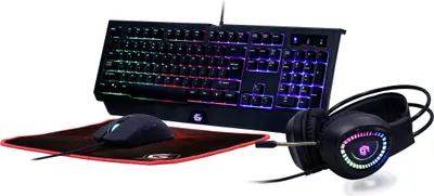 Produktbild von Gembird GGS-UMGL4-01, Kabelgebunden, USB, QWERTY, LED, Schwarz, Maus enthalten