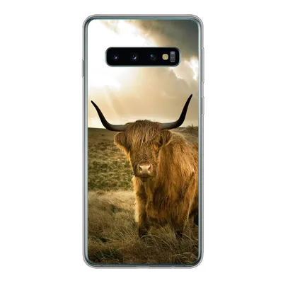 Produktbild von MuchoWow® Handyhülle Schutzhülle Hülle für Samsung Galaxy S10 Schottischer Hochländer - Sonne - Tiere Silikon Softcase Handy Hülle - Handytasche