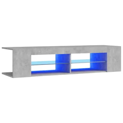 A modern TV stand with built-in LED lighting.