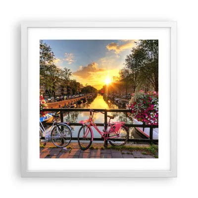 Produktbild von Gerahmtes Poster - Weißer Rahmen - Bikes Kanal Amsterdam Architektur - 40x40 cm - Wand Bild - Wanddeko - Wandbilder - Wandposter - Bilderrahmen - Bilder - Kunstdruck - Wandbild - P2WAC40x40-3081