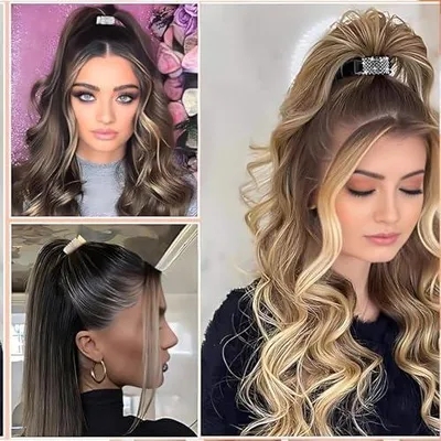 Produktbild von 3 Metall-Haarspangen für Damen mit Strass, rutschfest für hohe Pferdeschwänze und dickes oder dünnes Haar (Gold, Silber, Schwarz)