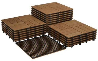 Produktbild von Holz-Terrassenfliesen - Klickfliesen 30 x 30 cm - Wetterfest - Rutschfest - Für Balkon/Terrasse - 22 Stück - Braun