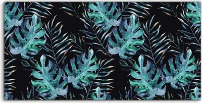 Produktbild von Coloray Acrylbild 140x70  Wandbild Acrylbilder Deko Aquarell dunkle Blätter Tropische