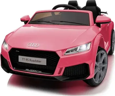 A pink toy Audi TT RS Roadster electric car for children.