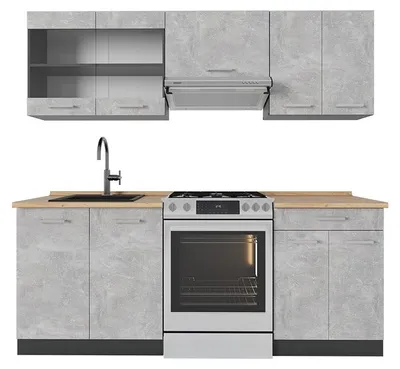 Produktbild von Küchenzeile Vicco R-Line Beton/Anthrazit 200 cm ohne Arbeitsplatte, Model 54181