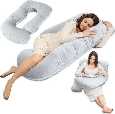 Produktbild von schwangerschaftskissen stillkissen xxl Seitenschläferkissen pregnancy pillow groß  komfortkissen J Form Lagerungskissen schlafkissen mit abnehmbarem Bezug Seitenschläfer 190 cm