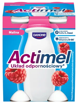 Obrázok produktu pre Actimel jogurtový nápoj, malinová príchuť, 4 x 100 g