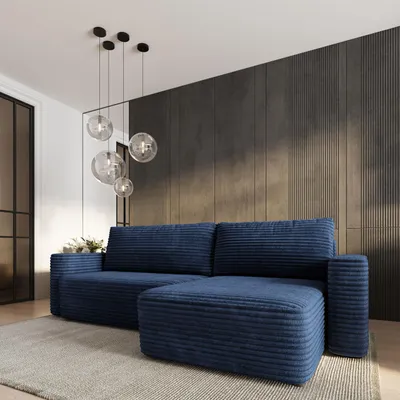 Produktbild von Masseno Ecksofa TELIN mit Schlaffunktion L-Form, Sofa mit Bettkasten, Wohnzimmersofa, Couch, Soffa, Bettsofa, Couchgarnitur- Blau, TILIA 77