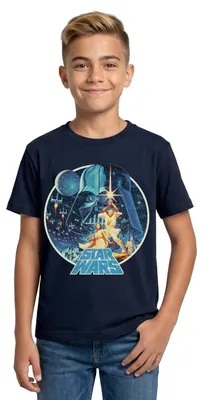 Produktbild von Star Wars Galaxie Mit Ikonischen Charakteren Teenager T-Shirt, 152/164 (12-14 Jahre), Navy