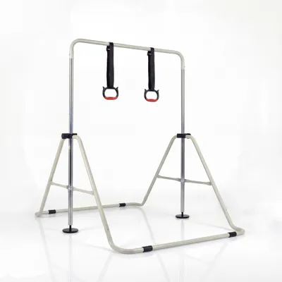 Obrázok produktu pre KOMFOTTEU Gymnastická tyč pre vnútorné použitie, skladacia gymnastická tyč s kruhmi a nastaviteľnou výškou, gymnastická tyč pre deti, bradlá, zariadenie na domáce cvičenie pre deti vo veku 3-12 rokov