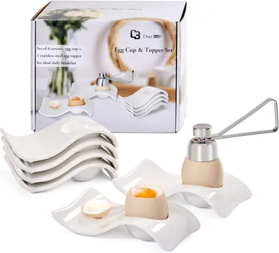 Produktbild von Eierbecher Set 6 Stück, Keramik, weiss, für Fruehstück