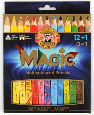 Zdjęcie produktu dla Kredki ołówkowe Koh-I-Noor Magic Trio 3408/13 12+1 kolorów