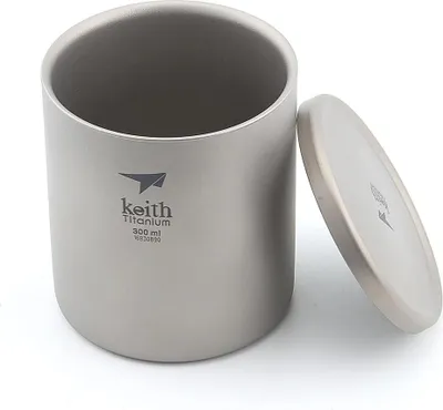 Immagine prodotto di 220ml/600ml Tazza Mok Vacuüm in titanio a doppia parete ultraleggera portatile per il campeggio e l'escursionismo - Tazza leggera