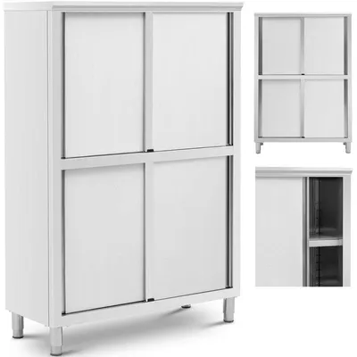 Obrázek produktu pro Kuchyňská skříň – Úložná skříň – Komoda – Regálová skříň – Nerezové posuvné dveře – Nosnost 200 kg