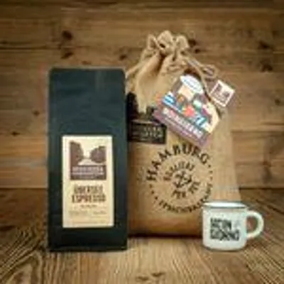 Imagen del producto de Set de regalo "Espressosack Moin Giorno" de Speicher & Consorten, que incluye una taza de cerámica