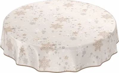 Produktbild von Tischdecke Wachstuch Weihnachten Beige Robust Wasserabweisend Rund 100 cm