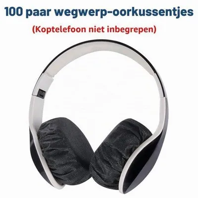 Productafbeelding van 200 stuks wegwerp-koptelefoonbeschermhoezen, zwart, voor hoofdtelefoon met 7 tot 8,5 cm oorkussens
