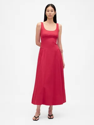 Produktbild von GAP Maxikleid für Damen, Rot, aus Leinen, ärmellos, figurbetont mit ausgestelltem Rock, Größe M