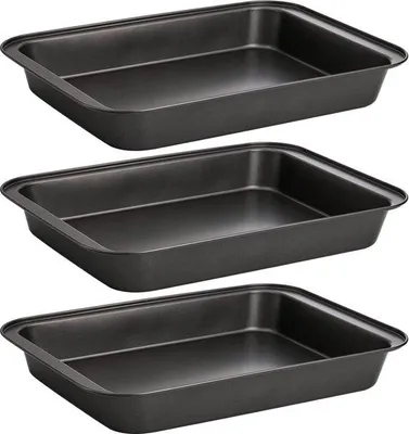 Produktbild von Famanu rechteckige Backform mit Antihaftbeschichtung - 3er Set, 30 x 23 x 2 cm
