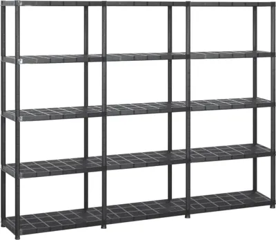 Obrázok produktu pre Regál s 5 úložnými poličkami čierny 213x38x170 cm plastový