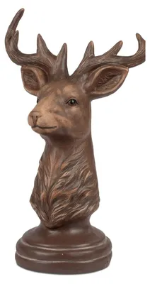 Produktbild von Büste Hirsch Nature braun H. 37cm auf Sockel aus Kunststein Formano