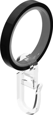 Produktbild von Interdeco Gardinenringe / Flachringe inkl. Einlage und Faltenhaken für Gardinenstangen mit 20 mm Ø Schwarz, Pack. 24 Stück