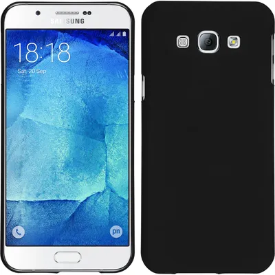 Produktbild von PhoneNatic Case kompatibel mit Samsung Galaxy A8 (2015) - Hülle schwarz gummiert Hard-case + 2 Schutzfolien