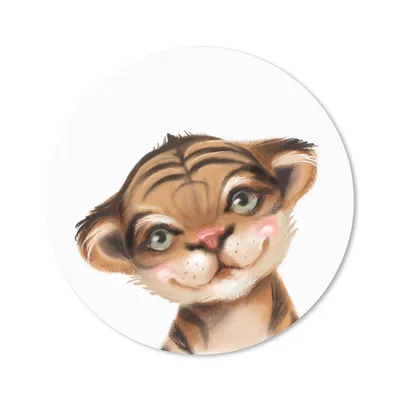 Produktbild von MuchoWow® Mauspad Mousepad Tiger - Kinder - Weiß 40x40 cm - Mousepads - Maus Mat - Pad - Mausunterlage - Schreibtisch Accessoires
