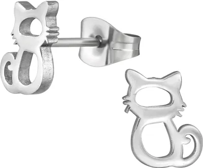 Produktbild von Ohrringe Ohrstecker 316L Chirurgenstahl mit Katze
