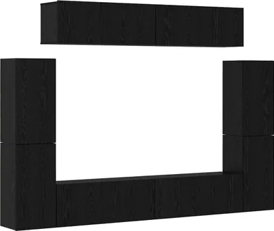 Produktbild von TV-Schrank-Set 8 pcs Schwarz Eichen-Optik Holzwerkstoff