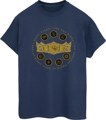 Produktbild von Game Of Thrones: House Of The Dragon - "Gods Kings Fire And Blood" T-Shirt für Damen BI26005 (L) (Marineblau)