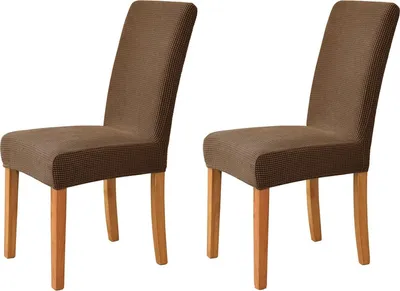 Immagine prodotto di Copri sedie elasticizzati, morbidi copri sedie protettivi, copri sedie antiscivolo, copri sedie per sala da pranzo, ideali per banchetti, set da 2, colore caffè scuro