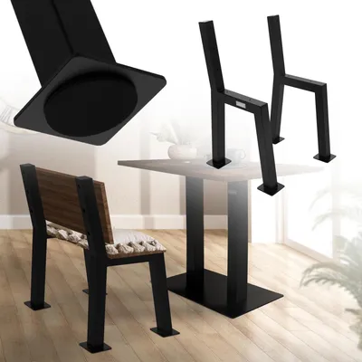 Produktbild von ML-Design 2 Stück Bankkufen H-Form 47x77,5cm Schwarz aus Stahl, stabil wetterfest rostfrei, Bankgestell aus Metall mit Rückenlehne für Außenbereich