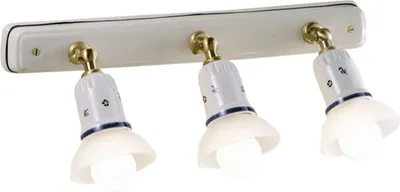 Produktbild von Spot Metall Keramik E14 verstellbar in Weiß Beerendekor Rot Messing matt 3-flammig länglich Landhausstil