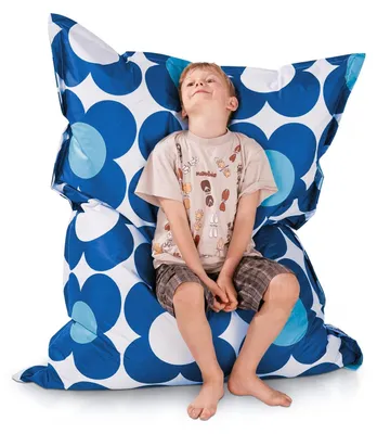 Productafbeelding van Smoothy Junior zitzak Nightflower blauw 140x110 cm, waterbestendig zitkussen voor kinderen van 100% katoen, afneembare en wasbare hoes