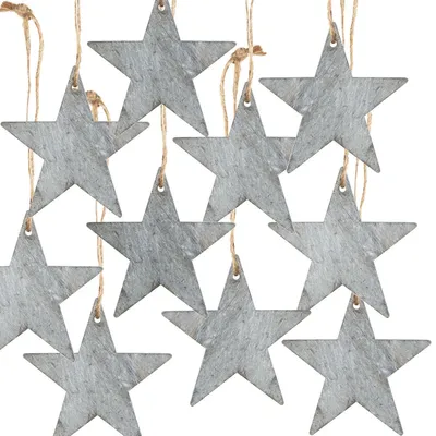 Produktbild von 10 Holzsterne grau 10 cm Weihnachtsdekoration