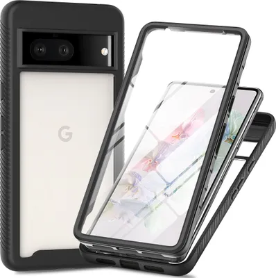 Image de Étui pour Google Pixel 7, bumper avec protecteur d'écran intégré Étui de protection 360° pour le corps entier noir