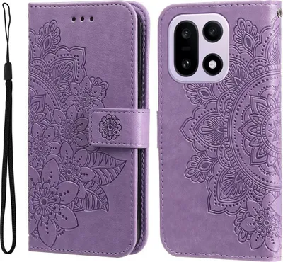Produktbild von Mobigear Flowers  OnePlus 15 Hülle Klapphülle Geldbörse - Lila