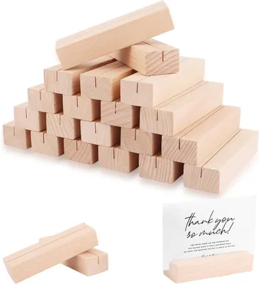 Imagen del producto de Soportes para tarjetas hechos de madera de haya, 25 unidades, 10 x 3 x 2 cm, para decoración de mesas