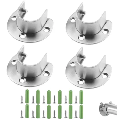Gardinenstangenhalter aus Edelstahl, 4 Stück, 23-28 mm