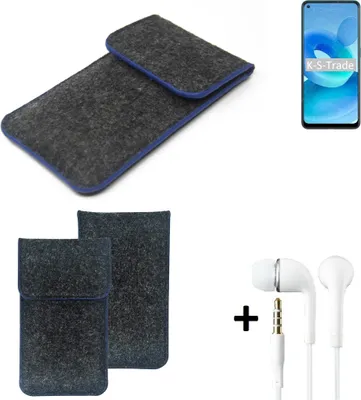 Produktbild von K-S-Trade Handy Schutz Hülle kompatibel mit Oppo A95 5G Schutzhülle Handyhülle Filztasche Pouch Tasche Case Sleeve Filzhülle dunkelgrau, blauer