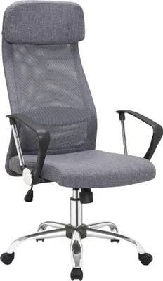 Produktbild von SalesFever Bürostuhl mit Armlehnen | Bezug Leinen-Stoff | Gestell Chrom | Mesh - Design | höhenverstellbar | B 62 x T 60 x H 118 - 128 cm | grau