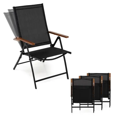 Produktbild von COSTWAY 4er Set Gartenstühle Hochlehner, Klappstühle mit 5-Fach verstellbarer Rückenlehne, Balkonstühle bis 150kg, Terrassenstühle klappbar wetterfest