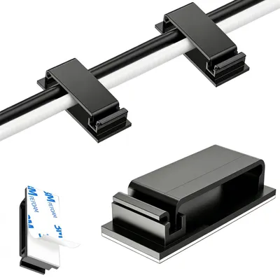Kabelclips selbstklebend, 49 Stück, Schwarz, Kabelmanagement